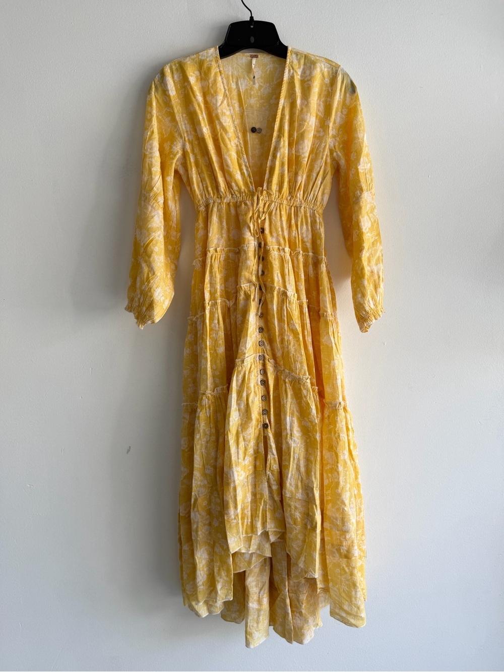 New! Free People Sunshine Yellow Pappiet Chintzy Floral Midi Dress 8434 - Picture 5 of 16